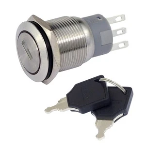 Schlüsselschalter Edelstahl 1-polig 3 Kontakte 1 x Öffner / 1 x Schließer 7854 - Bild 1 von 1