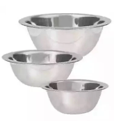 COOKING CONCEPTS Set Of 3 Stainless Steel Mixing Cooking Bowls Assorted Sizes 6.875, 6.25, & 5.5