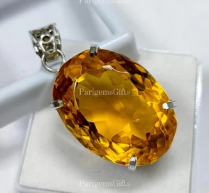 Beautiful 80+ Ct Yellow Citrine Oval German Silver Solitaire Loose Gemstone - Picture 1 of 5