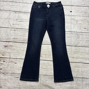 Rebecca Minkoff Damen Jeans Flare Leg Crystal Embellished Dark Gr. 6 NEU - Bild 1 von 11
