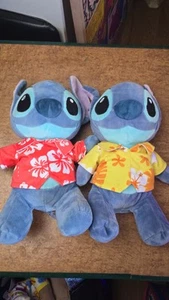 2x DISNEY STITCH PLUSH IN HAWAIIAN SHIRTS APPROX 13” - Picture 1 of 7