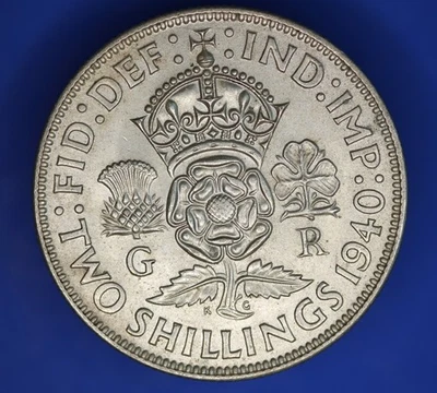 British Coin - 1940 George VI Two Shillings, 50% silver coin [33795] - Image 1 of 2