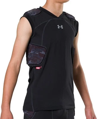 NEW $65 SIZE YOUTH MEDIUM Under Armour Gameday Armour Pro 5-Pad Top  BLACK - Image 1 of 4