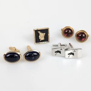Juego de 4 gemelos vintage únicos dorados plateados accesorios para hombre - Imagen 1 de 8