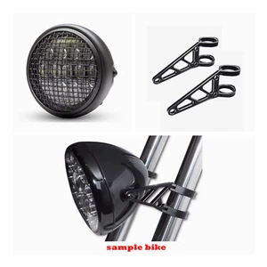 7" Grill retro headlight led daymaker + bracket cafe racer bobber project custom - Picture 1 of 11