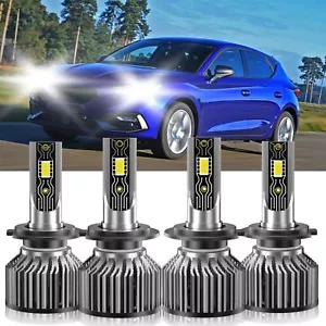 For Seat Leon 2017-2019 4X H7+H7 LED Headlight Bulbs Kit High Low Beam Lamp - Imagen 1 de 12