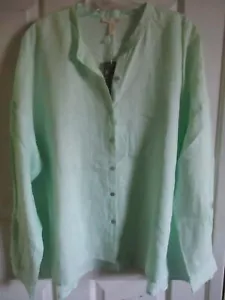TG M Eileen Fisher Arora fazzoletto biologico lino mandarino collare scatola superiore - Foto 1 di 2