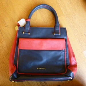 Tommy Hilfiger Blue Red Leather Handbag Tote 2013 Breast Health Free UK P+P - Picture 1 of 12