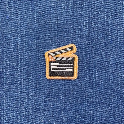 Clapperboard Applique Patch Mini Embroidered Movie Director Clapper Badge 1-1/8" - Image 1 of 2