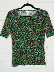 Top floral para mujer Lularoe Gigi azul marino, verde y rojo talla XS NUEVO CON ETIQUETAS - Imagen 1 de 3