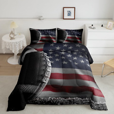 American Football Print Comforter Set Queen Size,American Flag Print Bedding