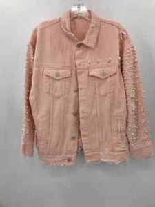 Pre-Owned Sunset + Spring Pink Size XS Faux Pearl Jean Jacket - Picture 1 of 3
