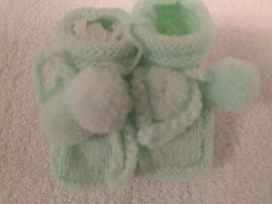 Homemade Crochet Baby Booties in Light Green Color - Picture 1 of 1
