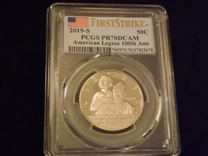 2019 50 C American Legion 100 Th Ann First Strike PCGS PR 70 - Picture 1 of 2