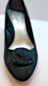 Scarpe donna Ann Marino classiche tacco a pompa nere scamosciate slip on taglia 8M strette - Foto 1 di 13