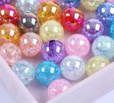 20pcs Round Acrylic Colorful Bead Half hole Cracked Hair decoration making 16mm - Image 1 of 4