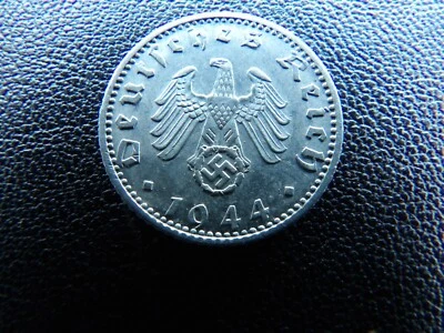 Germany 1944 F UNC swastika Aluminum Nazi Eagle 50 pfennig Reichspfenning Coin - Image 1 of 4