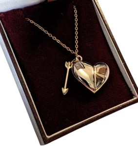 Personalised 18K Gold Plated Chunky Heart Secret Message Locket Necklace Gift - Picture 1 of 7
