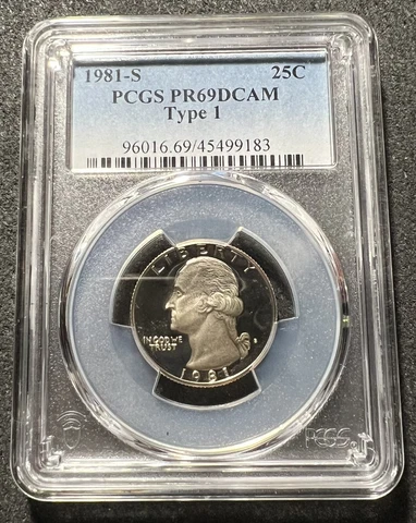 1981 S PROOF WASHINGTON QUARTER TYPE 1 PCGS PR69RD DCAM FREE S&H Cover