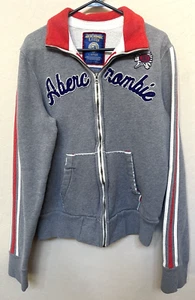 Vintage Abercrombie & Fitch Gray Indian Head Full Zip Sweater Y2K Mens Large EUC - Picture 1 of 4