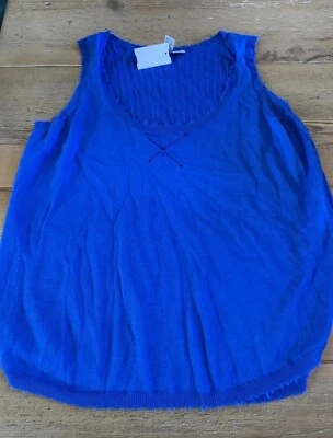 Camiseta sin mangas de cachemir de algodón de otoño azul real talla M nueva con etiquetas Foto 1 de 4