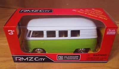 VOLKSWAGEN T1 TRANSPORTER N.43 RMZ CITY Scala 1:32 GREEN & WHITE DIECAST MODEL - Immagine 1 di 4