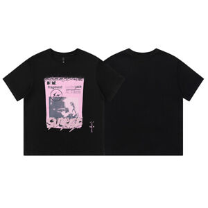 For Travis Scott For Fragment Pink Sunrise T-shirt Casual Street Short Sleeve