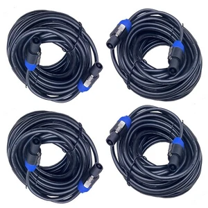 4Pcs Speakon to Speakon Cable 50 Ft 12 Gauge AWG AMP to Audio PA Speaker Cables - Picture 1 of 20
