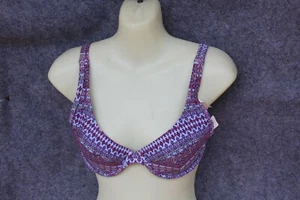 BIKINI OBERTEIL GRÖSSE 36 B VON ESPRIT HELLBLAU LILA -BUNT GEMUSTERT MIT BÜGEL - Bild 1 von 2