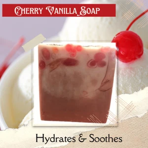 Handmade Pink Sea Salt Soap. Hydrates and Soothes Skin. Cherry Vanilla Scent - Picture 1 of 1