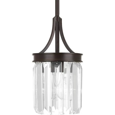 Glimmer 1-Light Antique Bronze Mini Pendant with Clear Glass by Progress Light - Image 1 of 2