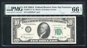 FR. 2017-L* 1963-A $10 *STAR* FRN SAN FRANCISCO, CA PMG GEM UNCIRCULATED-66EPQ - Picture 1 of 2