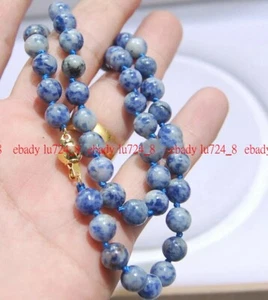 Fashion Beautiful 8mm Blue White Sodalite Gems Round Beads Necklace 16-28" - Picture 1 of 12
