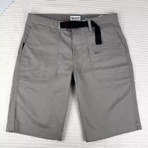 Timberland Shorts Mens 30W Gray Buckle Boardshorts Pockets Straight Beige - Picture 1 of 18