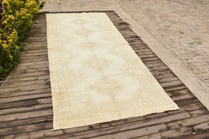 Alfombra Turca 55''x133'' Alfombra Vintage Color Silenciado 4x11 Alfombra Oushak 142x340cm - Imagen 1 de 12