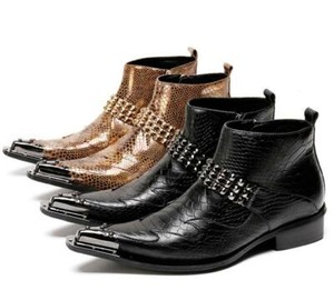 Mens Pumps Side Zipper Mid Top Pointy Toe Leather Formal Dress Business Shoes