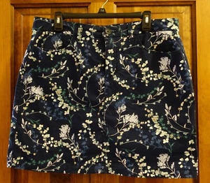Women's Croft & Barrow Cotton Spandex Blue White Green Floral Skort Size 14 EUC - Picture 1 of 7