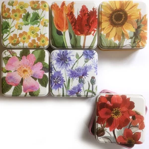 CAJA DE HOJALATA CUADRADA 6 FLORES Emma Bridgewater recuerdo almacenamiento baratija regalo de cumpleaños - Imagen 1 de 3