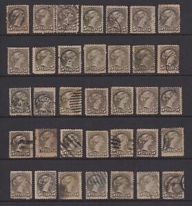 CANADA  1873-89: 35x used 5c brownish-grey Small Queens cv c.£60 min · see notes