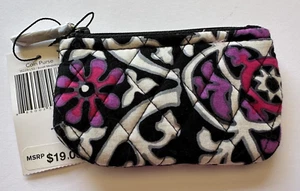 NWT Vera Bradley Scroll Medallion Zippered Coin purse pink white black purple - Picture 1 of 4