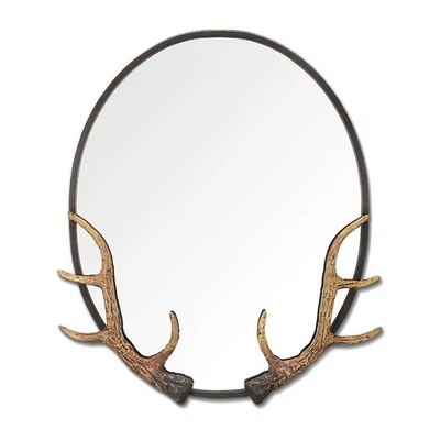 Antler Oval Wall Mirror - Image 1 of 2