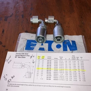 08U-J36 Eaton Schlauchende, 2 Stück, Sprunggröße, 1/2 Schlauch, #6 für Dichtung 90, kostenloser Versand - Bild 1 von 5