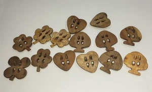 Lote De 14 Madera Bolo Corbata Deco Macramé Corazón Pala Trébol - Imagen 1 de 4