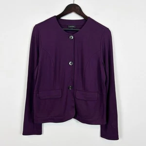 J. Jill Wearever Collection Double-Face Jersey Jacket Eggplant Purple Medium - Picture 1 of 4