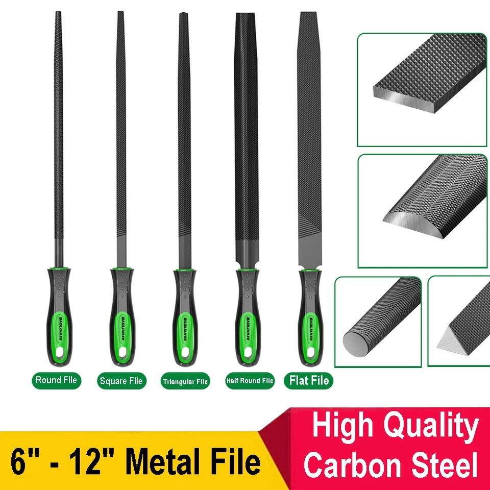 6" - 12" Inch Metal File Engineers Flat Half Round Square Triangular Soft Grip - Image 1 of 4
