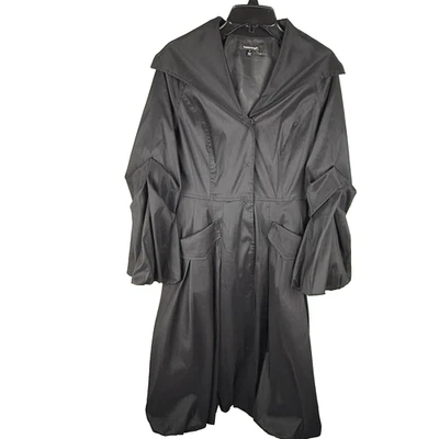 SAMUEL DONG Designer Long Coat S Black Bubble Hem Bold Avant Garde Statement - Image 1 of 4