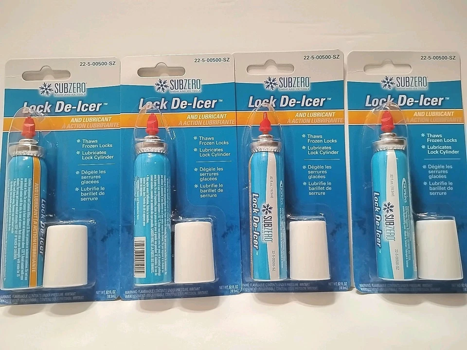 LOT 4 Hopkins SubZero Lock De-Icer and Lubricant .62 oz Ea Car/Deadbolt/Auto/SUV Foto 1 de 4