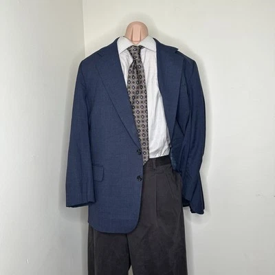 Y2K H Freeman & Son Mens 41R 45" Blazer Sport Coat Suit Jacket Blue 2 Button USA - Image 1 of 4