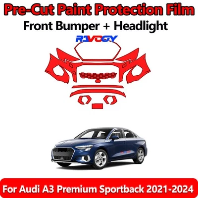 8.5Mil PreCut Front Bumper PPF Kit Film For Audi A3 Premium Sportback 2021-2024 - Image 1 of 4
