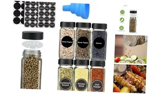 6 Pcs Glass Spice Jars with Lids, Glass Salt and Pepper Shakers Set, 4 oz - Picture 1 of 8